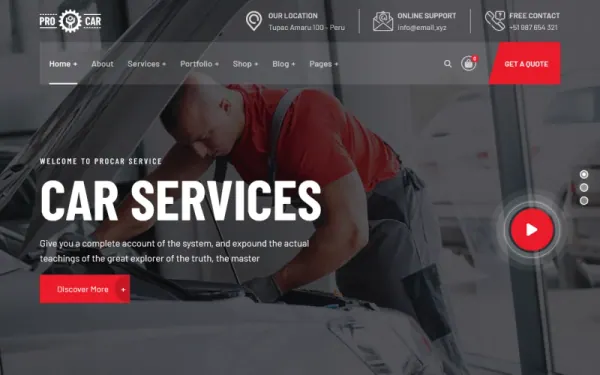Procar - Car Services, Repair & Shop Joomla 5 and 6 Template — premium Joomla template preview