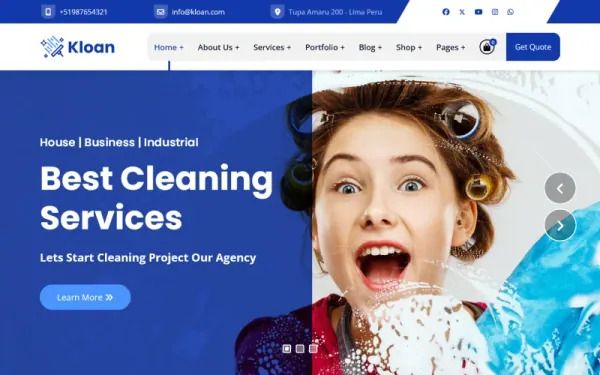 Kloan - Cleaning Services and eCommerce Joomla Template — premium Joomla template preview