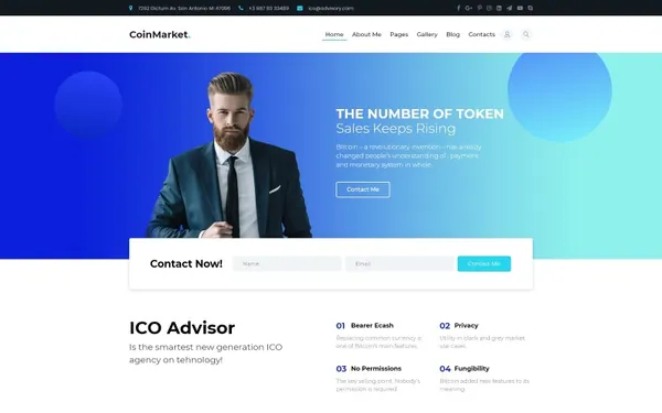 CoinMarket - Finance & Commerce Ready-to-use Corporate Bootstrap Joomla Template — premium Joomla template preview