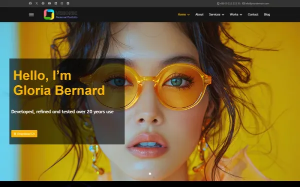 JL Visionic Personal Portfolio CV vCard, Resume Joomla6 Theme — premium Joomla template preview