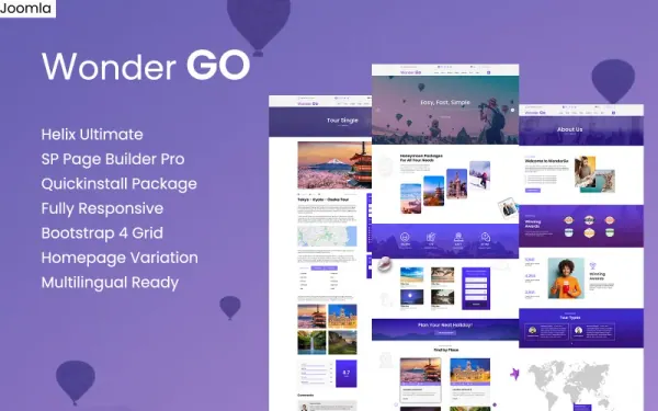 Wonder GO - Tour Booking and Travel Joomla 5 & 6 Template — premium Joomla template preview