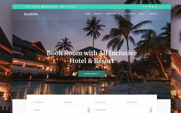 Booking Hotel-Villa and Travel Joomla 6 Template — premium Joomla template preview
