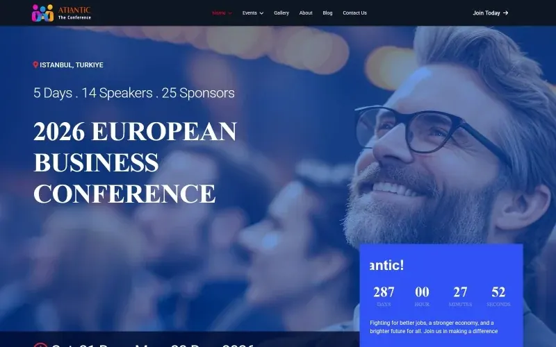 JL Atlantic Event Conference and Meeting Joomla6 Template — premium Joomla template preview