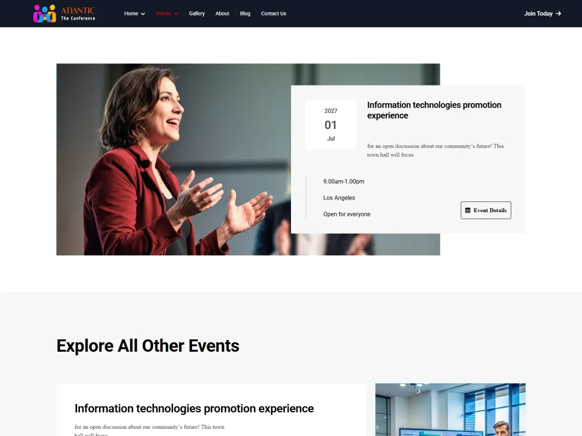 JL Atlantic Event Conference and Meeting Joomla6 Template preview