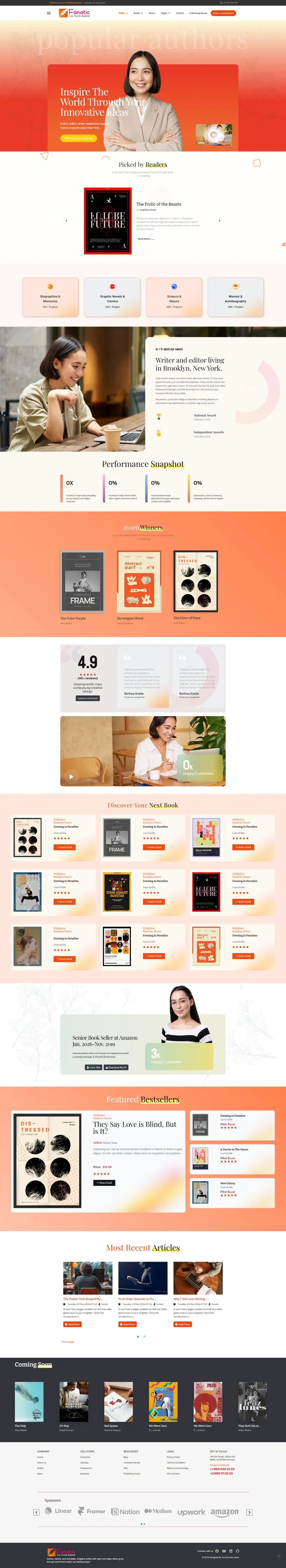 JL Fanatic Book Authors, Publishers, and Bookstores Joomla6 Template - Features Image 1