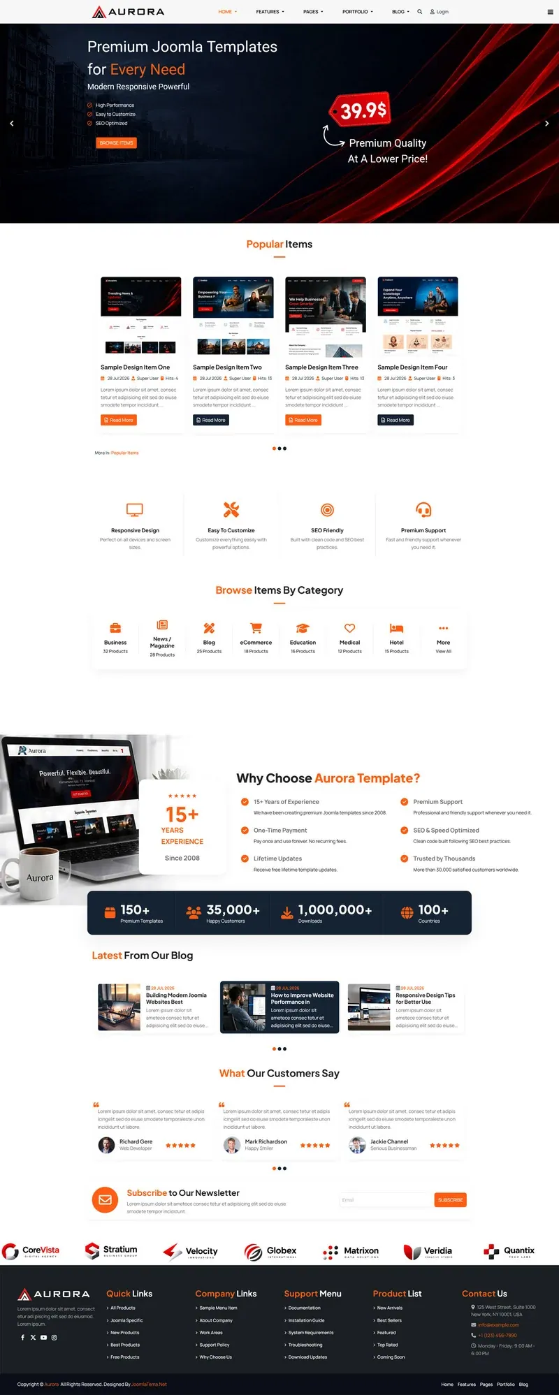 Aurora Corporate Business Multi-Purpose Joomla Template - Features Image 2