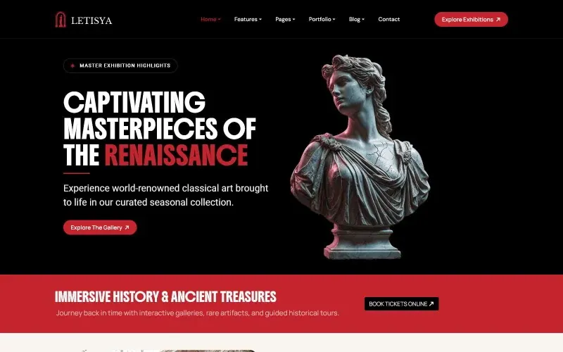 Letisya Art Gallery and Museum Joomla Template — premium Joomla template preview