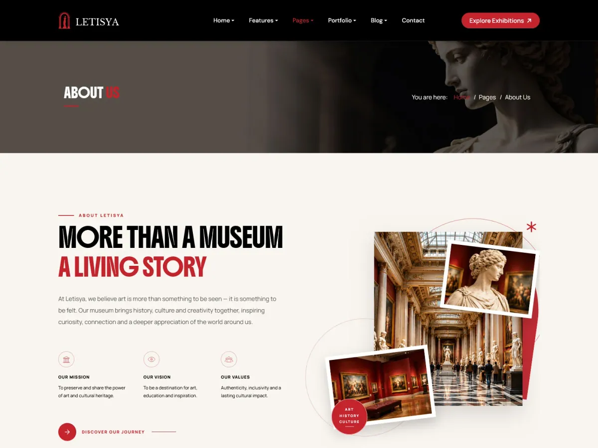 Letisya Art Gallery and Museum Joomla Template preview